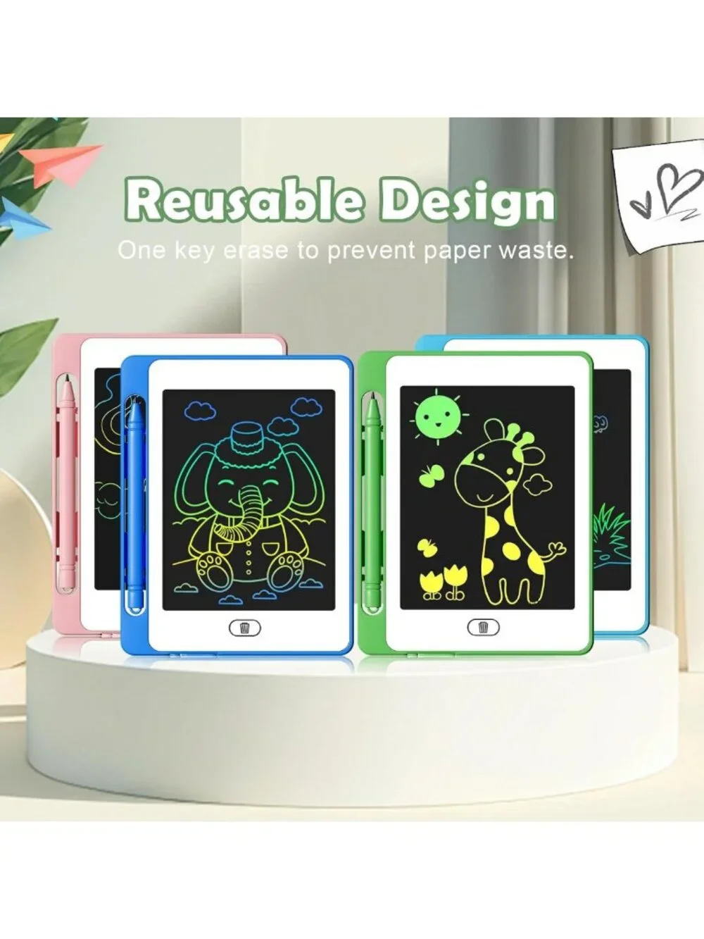 Colorful 12 Pack LCD Writing Tablets for Kids, Erasable Doodle Boards